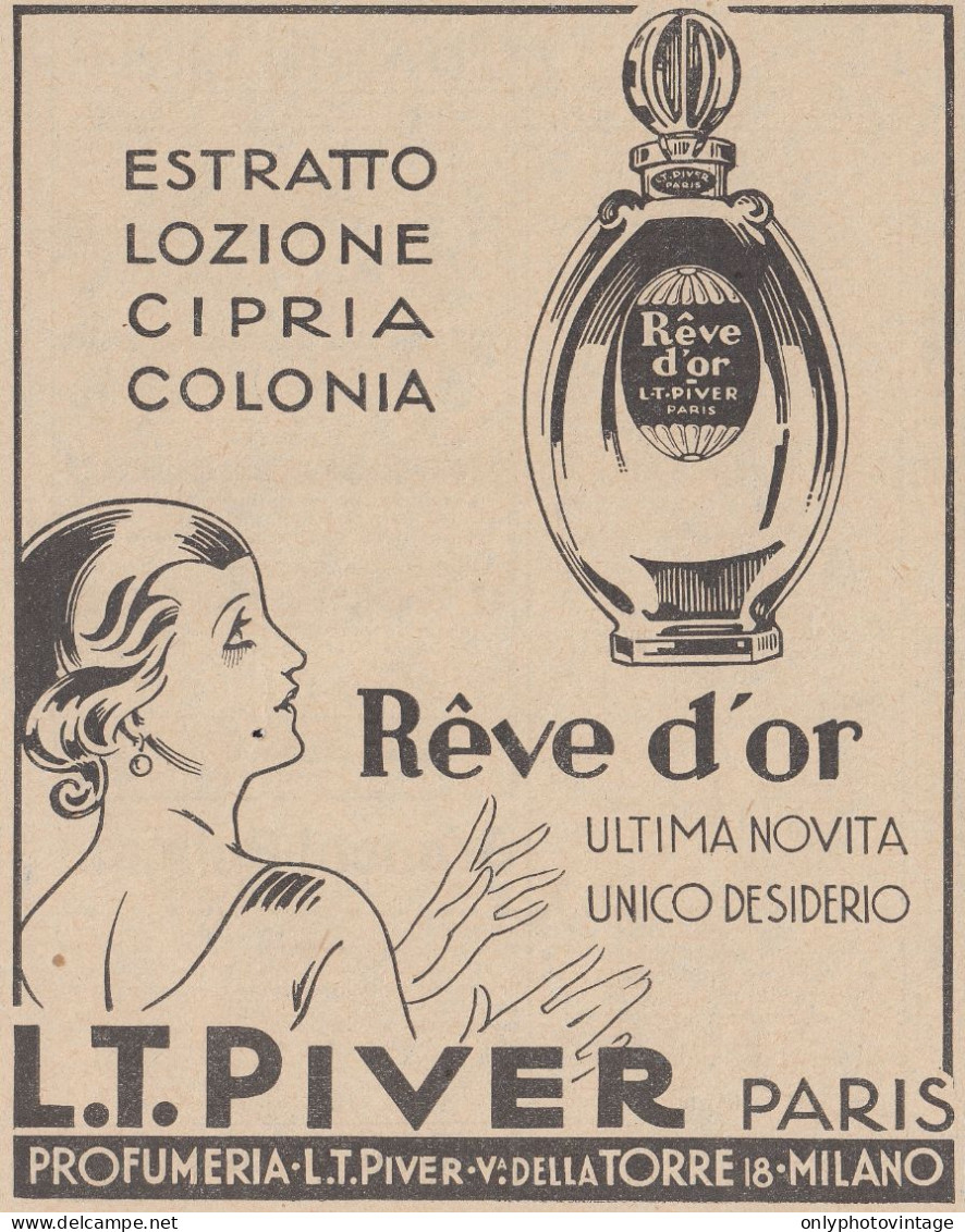 Reve D'Or - L.T. Piver Paris - Pubblicità D'epoca - 1931 Old Advertising - Publicités