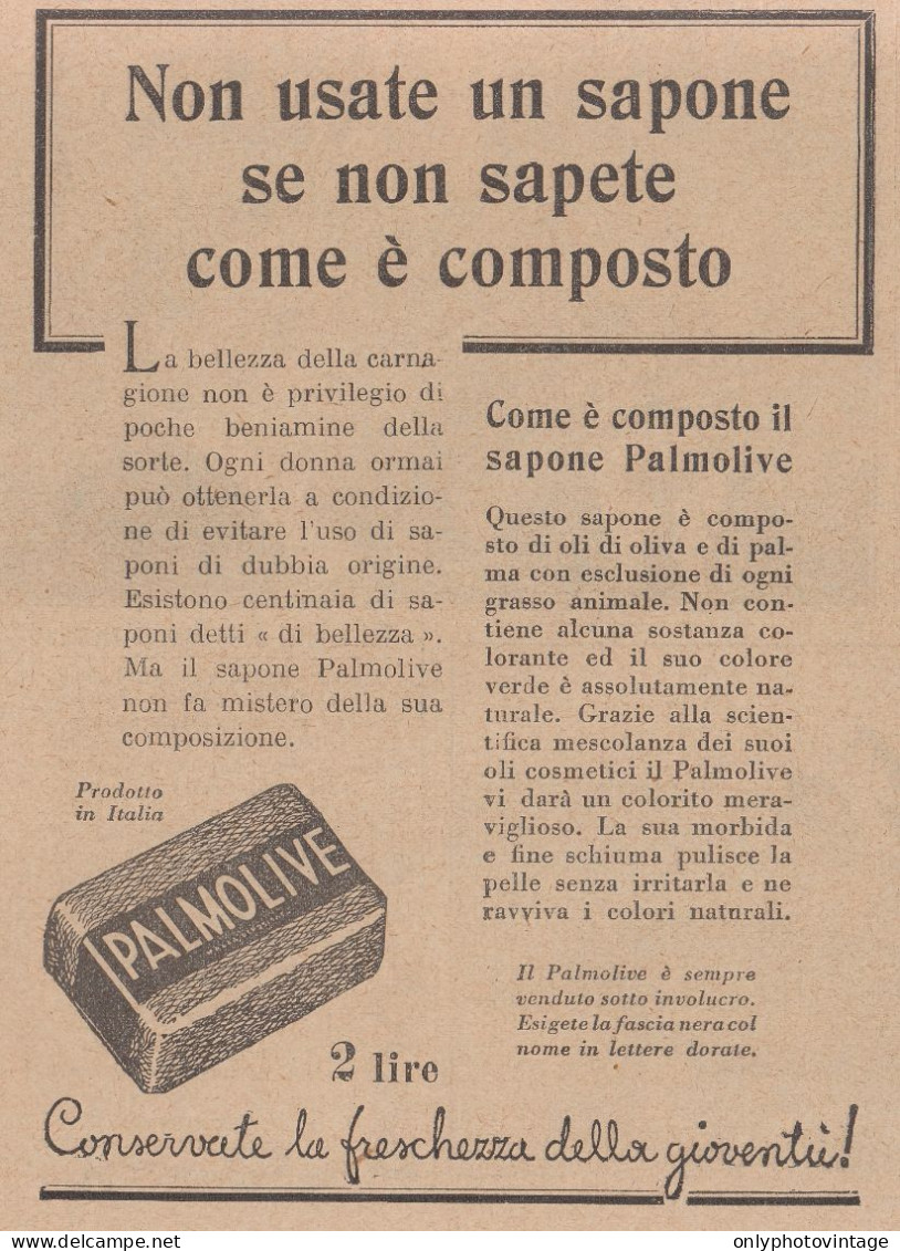 Sapone PALMOLIVE - Pubblicità D'epoca - 1931 Vintage Advertising - Publicités