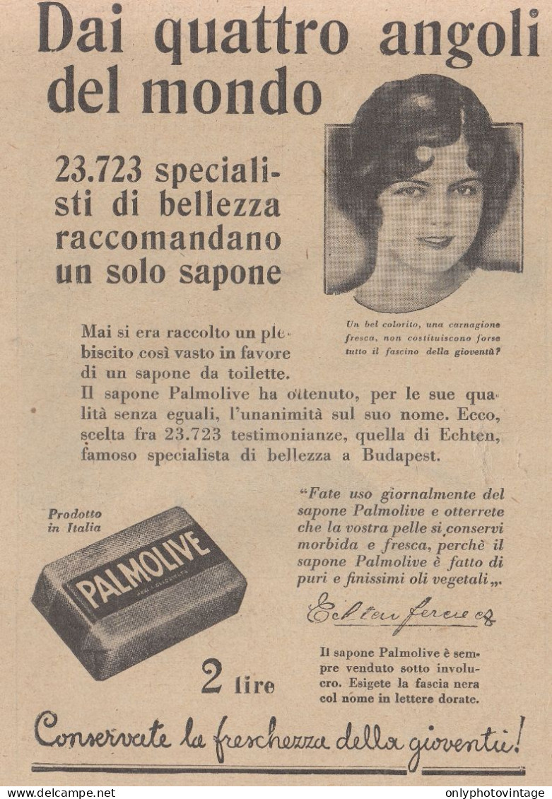 Sapone PALMOLIVE - Pubblicità D'epoca - 1931 Vintage Advertising - Reclame