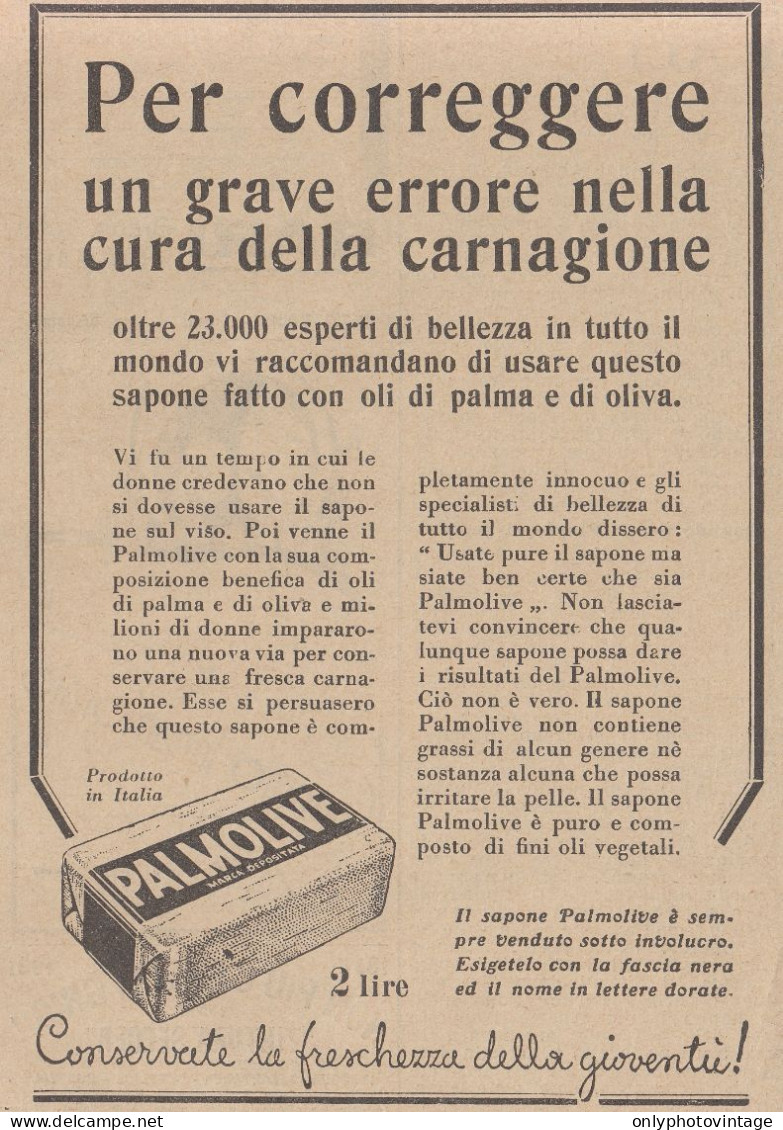 Sapone PALMOLIVE - Pubblicità D'epoca - 1931 Vintage Advertising - Publicités