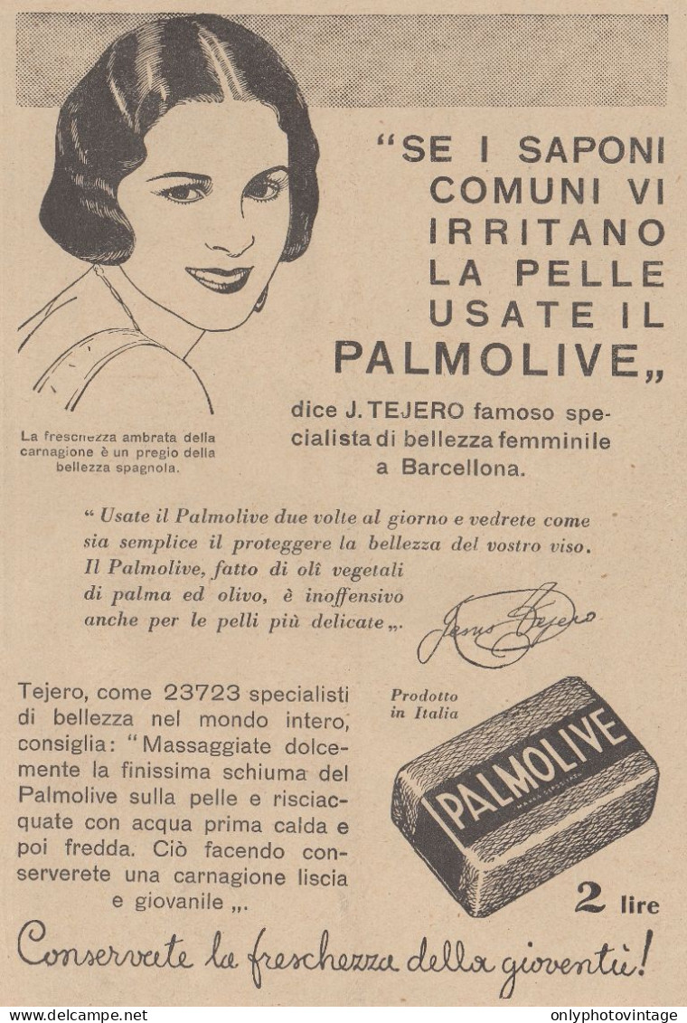 Sapone PALMOLIVE - J. Tejero - Pubblicità D'epoca - 1931 Old Advertising - Reclame