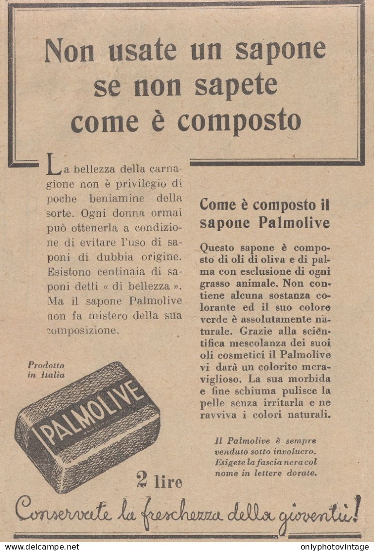 Sapone PALMOLIVE - Pubblicità D'epoca - 1931 Vintage Advertising - Publicités