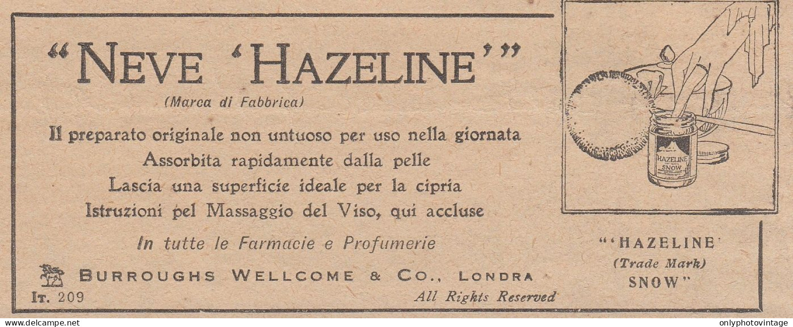 Neve Hazeline - Pubblicità D'epoca - 1931 Vintage Advertising - Advertising