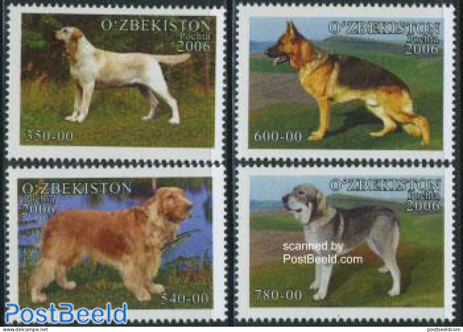 Uzbekistan 2006 Dogs 4v, Mint NH, Nature - Dogs - Ouzbékistan