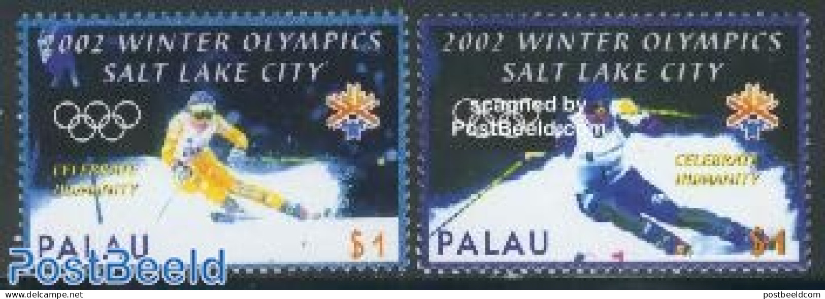 Palau 2002 Olympic Winter Games 2v (white Rings), Mint NH, Sport - Olympic Winter Games - Skiing - Skiing