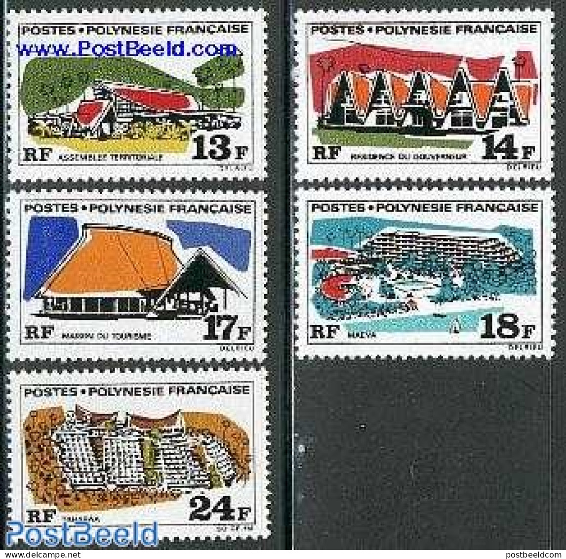 French Polynesia 1969 Hotels 5v, Mint NH, Various - Hotels - Tourism - Neufs