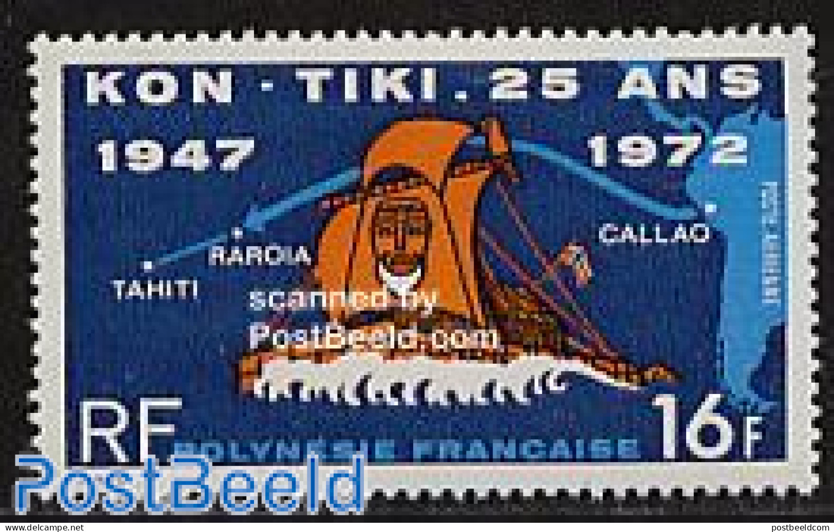 French Polynesia 1972 Kon Tiki 1v, Mint NH, Transport - Various - Ships And Boats - Maps - Ongebruikt