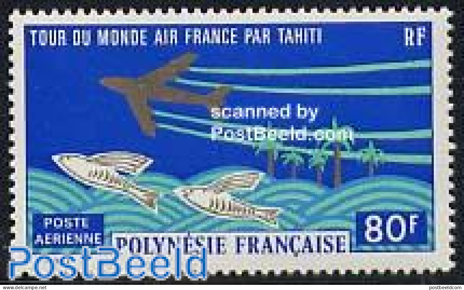 French Polynesia 1973 Air France 1v, Mint NH, Nature - Transport - Fish - Aircraft & Aviation - Unused Stamps