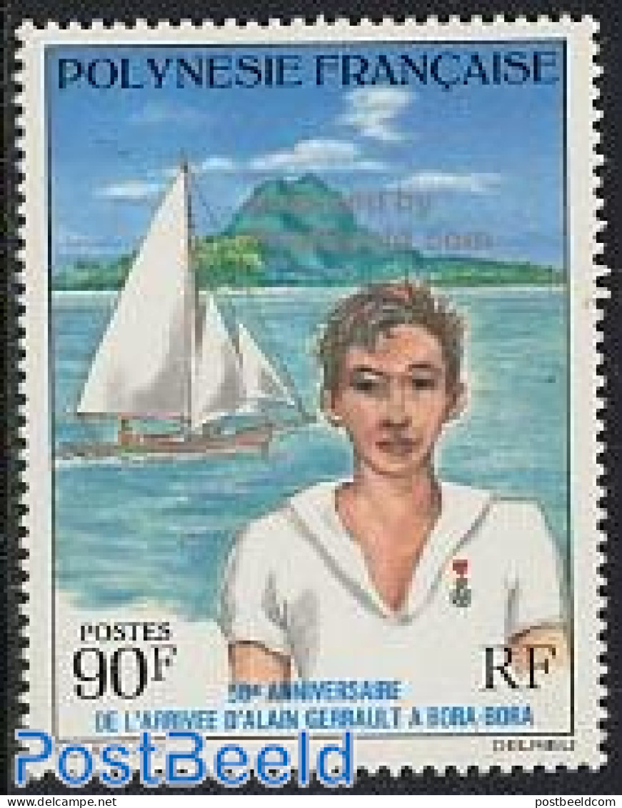 French Polynesia 1976 A. Gerbault 1v, Mint NH, Transport - Ships And Boats - Neufs