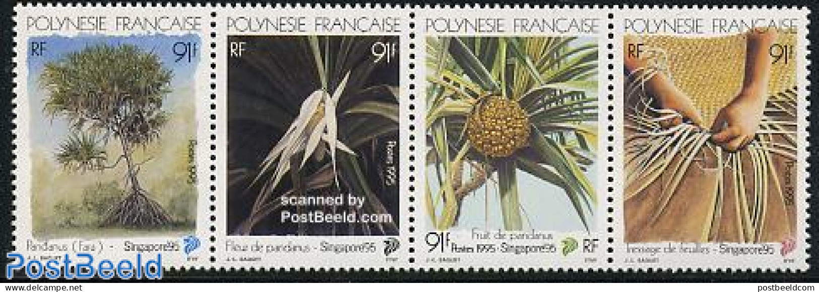 French Polynesia 1995 Singapore 95 4v [:::], Mint NH, Nature - Trees & Forests - Philately - Unused Stamps
