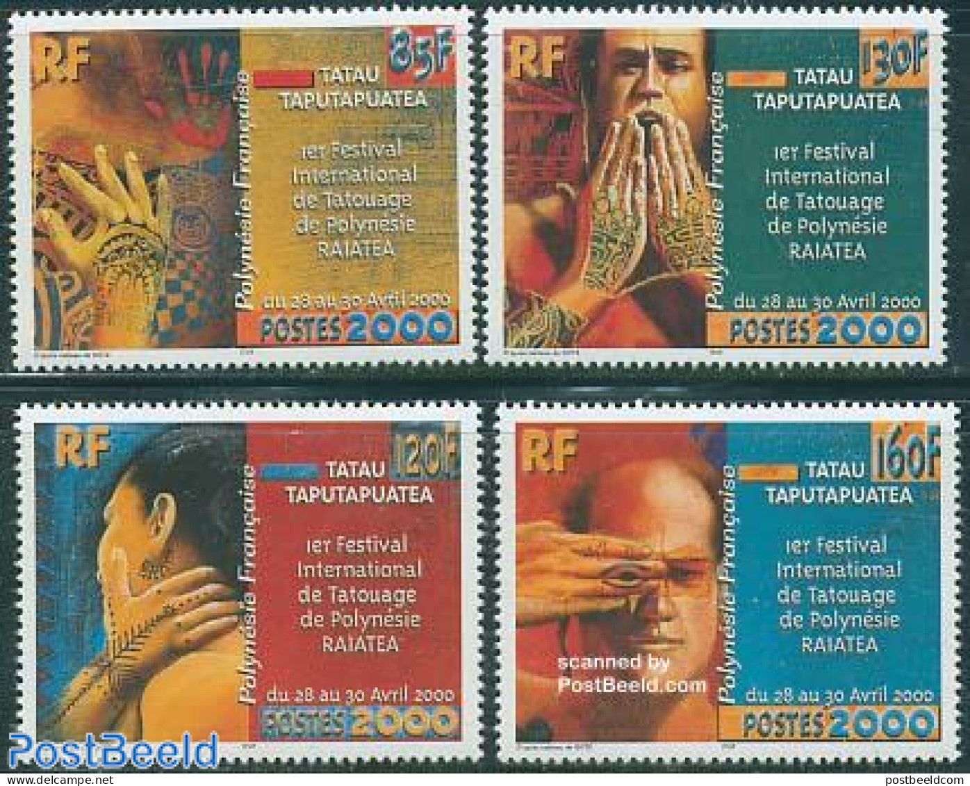 French Polynesia 2000 Tattoo Festival 4v, Mint NH, Art - Fashion - Tattoos - Neufs