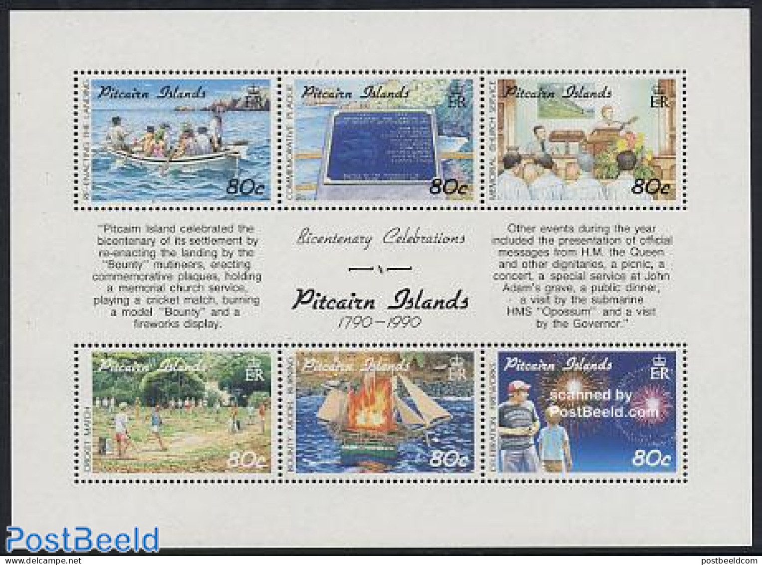 Pitcairn Islands 1991 Pitcairn Bi-centenary S/s, Mint NH, Transport - Fire Fighters & Prevention - Ships And Boats - A.. - Sapeurs-Pompiers