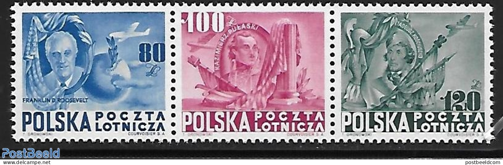 Poland 1948 US Constitution 3v, Mint NH, History - American Presidents - Unused Stamps