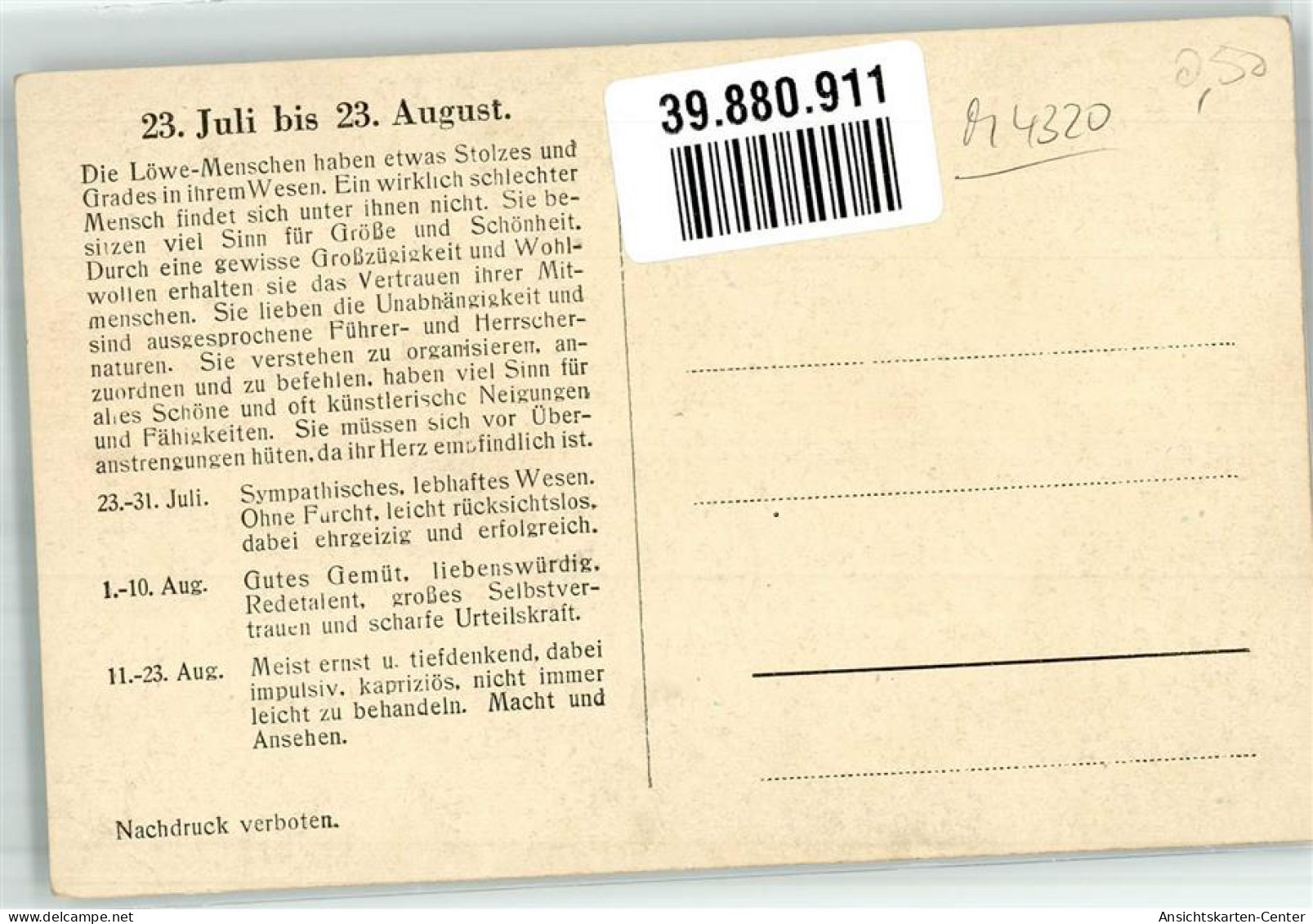 39880911 - Loewe Menschen Rueckseite Text - Sonstige & Ohne Zuordnung