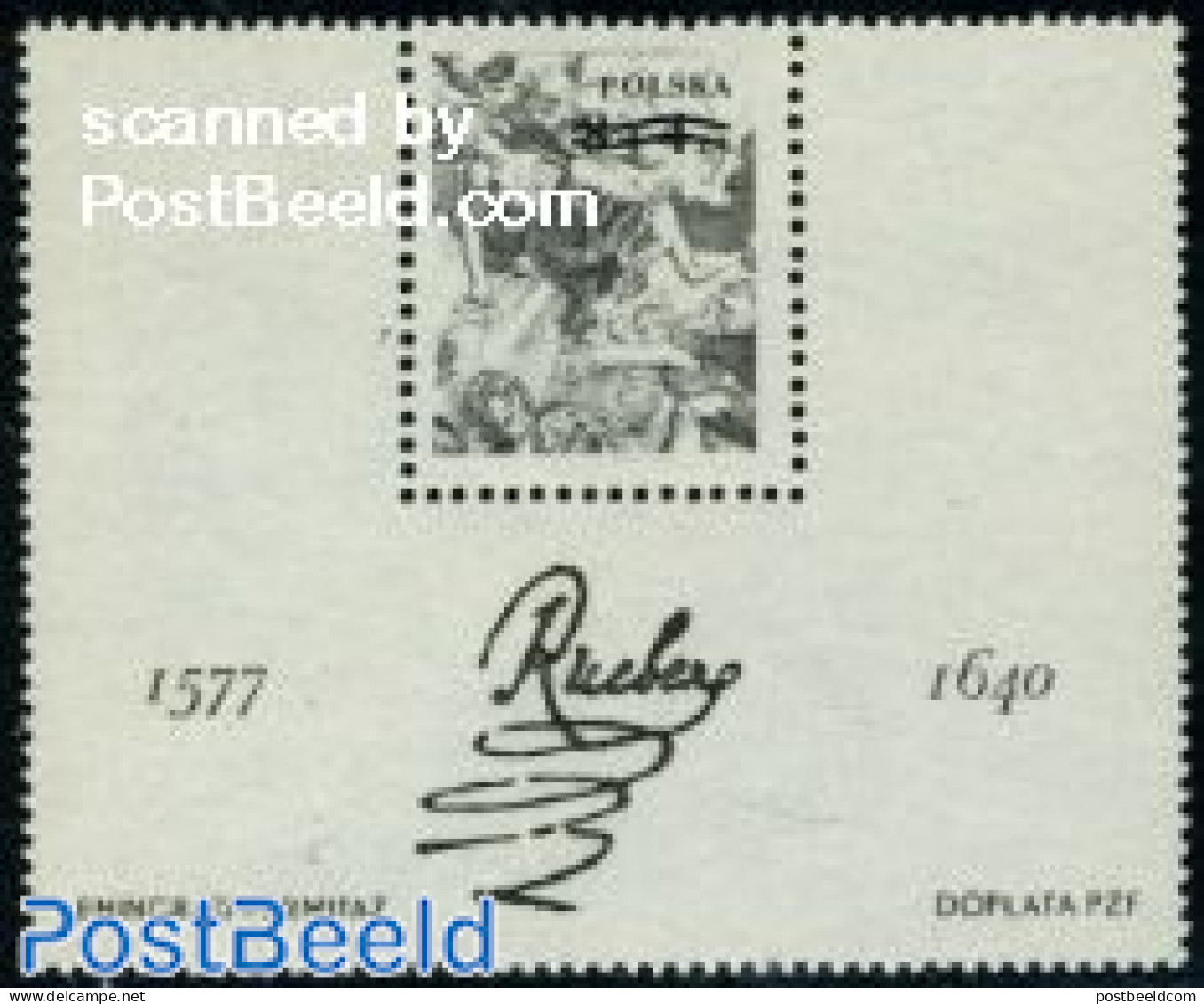Poland 1977 P.P. Rubens, S/s Blackprint, Mint NH, Art - Paintings - Rubens - Unused Stamps