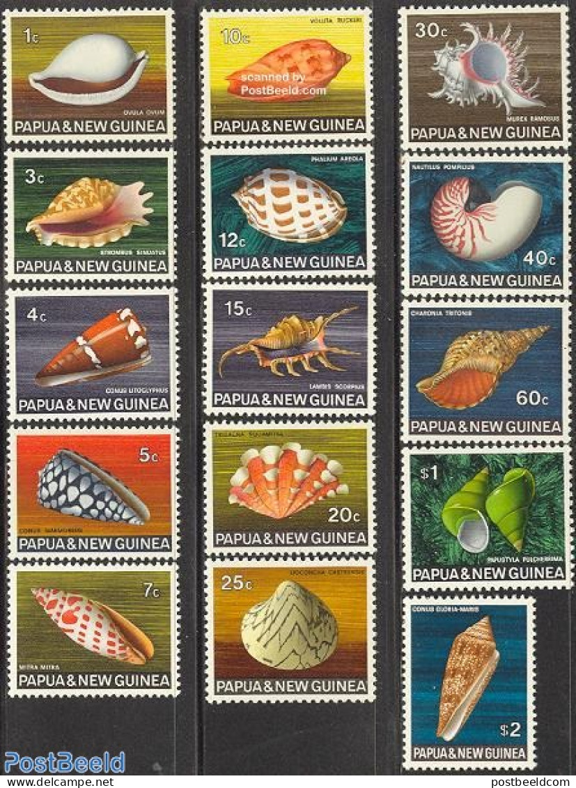 Papua New Guinea 1968 Shells 15v, Unused (hinged), Nature - Shells & Crustaceans - Maritiem Leven