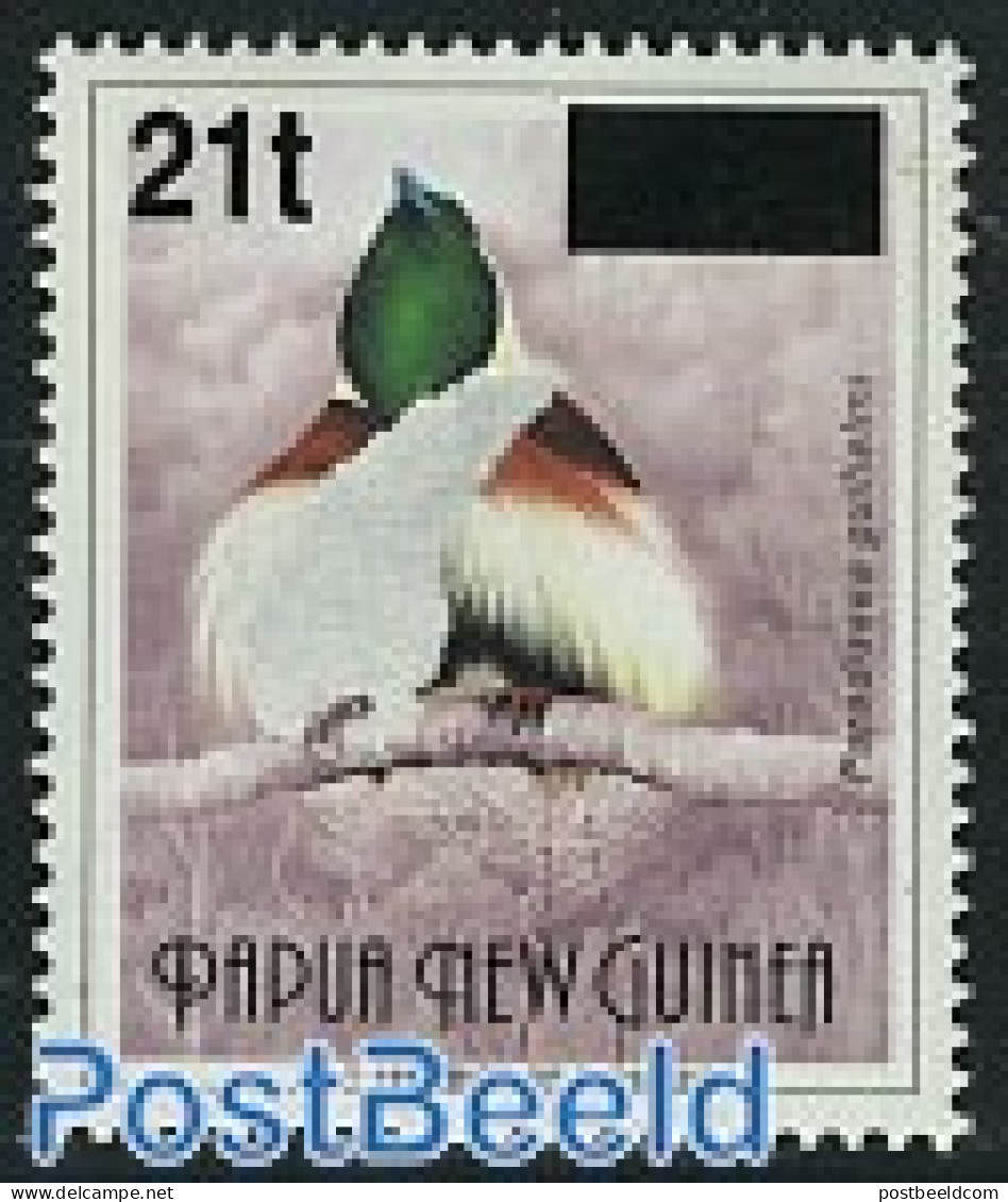 Papua New Guinea 1995 Overprint 1v (on 90t) (with Date JULY 1993) (fat Overprint), Mint NH, Nature - Birds - Papoea-Nieuw-Guinea