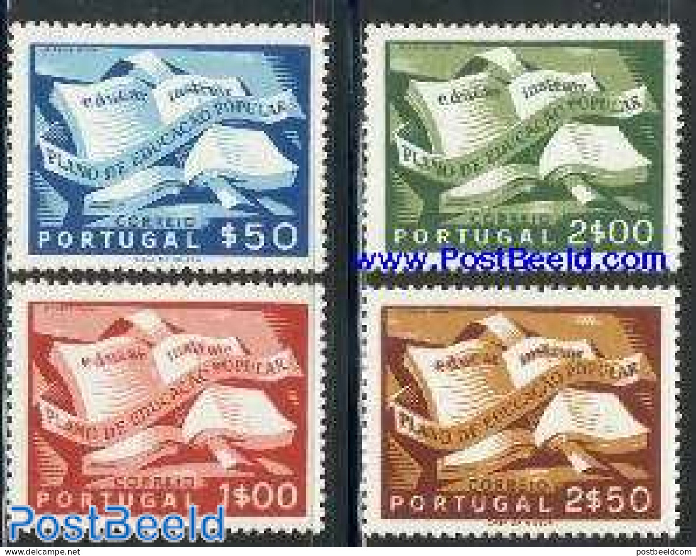 Portugal 1954 Education 4v, Unused (hinged), Science - Education - Art - Books - Unused Stamps
