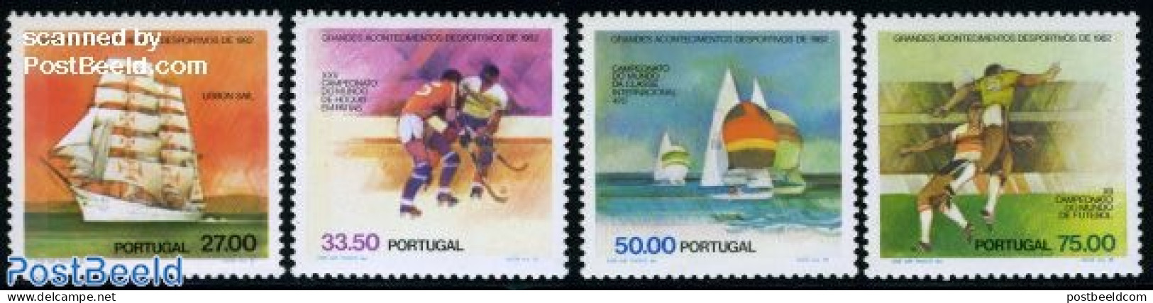 Portugal 1982 Sports 4v, Mint NH, Sport - Transport - Football - Hockey - Sailing - Sport (other And Mixed) - Ships An.. - Unused Stamps