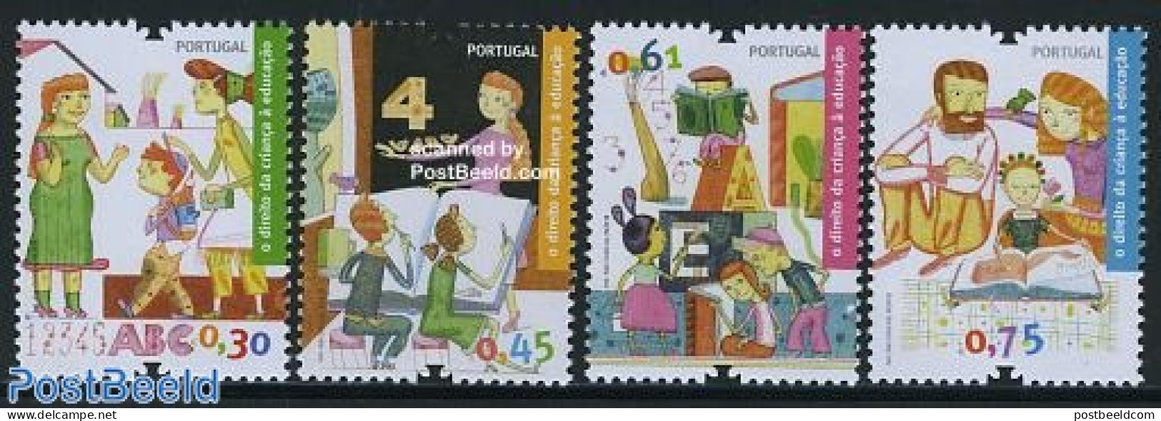 Portugal 2008 Childrens Right To Education 4v, Mint NH, Science - Education - Art - Children Drawings - Unused Stamps