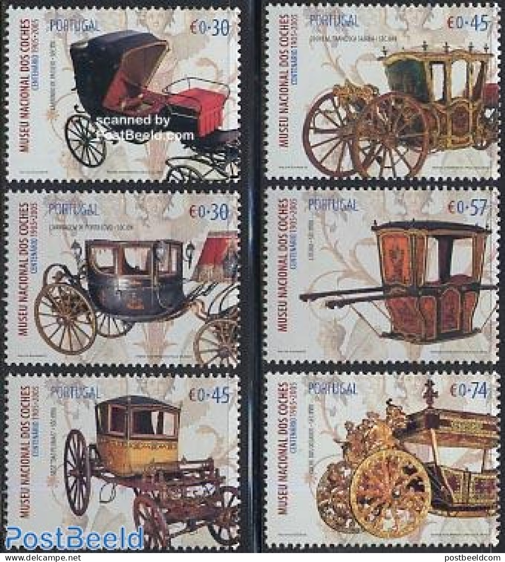 Portugal 2005 Coaches Museum 6v, Mint NH, Transport - Coaches - Art - Museums - Nuevos