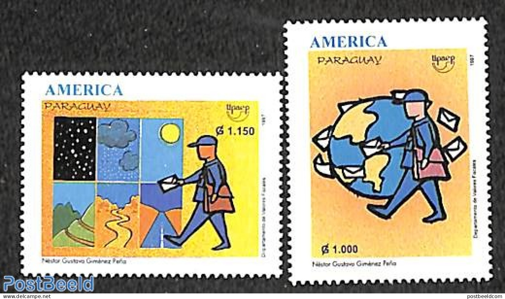 Paraguay 1997 UPAEP, Postmen 2v, Mint NH, Various - Post - U.P.A.E. - Globes - Poste