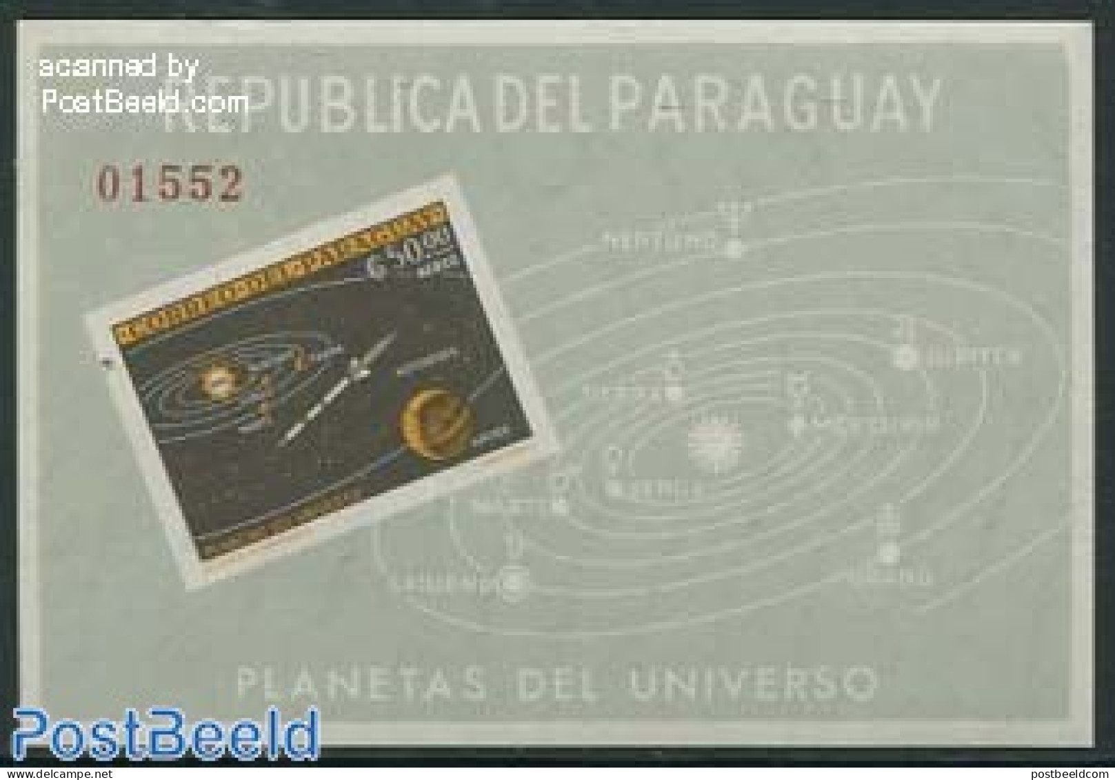 Paraguay 1962 Solar System S/s, Imperforated, Mint NH, Science - Transport - Astronomy - Space Exploration - Astrologie
