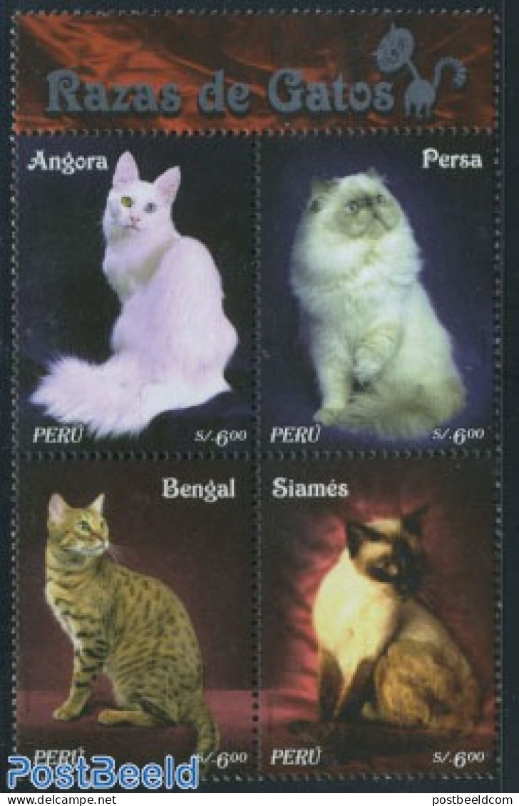 Peru 2007 Cats 4v+tab [+], Mint NH, Nature - Animals (others & Mixed) - Cats - Autres & Non Classés