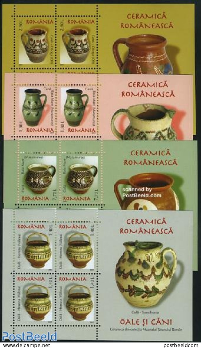 Romania 2007 Definitives 4 M/ss, Mint NH, Art - Art & Antique Objects - Ceramics - Unused Stamps
