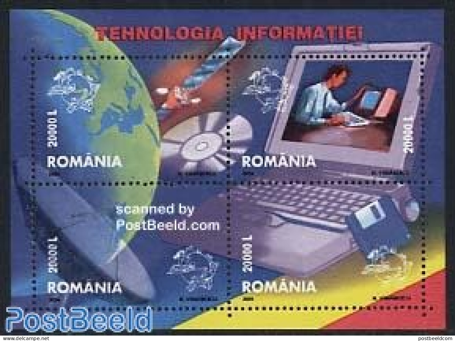 Romania 2004 Information Technology S/s, Mint NH, Science - Transport - Various - Computers & IT - U.P.U. - Space Expl.. - Ongebruikt