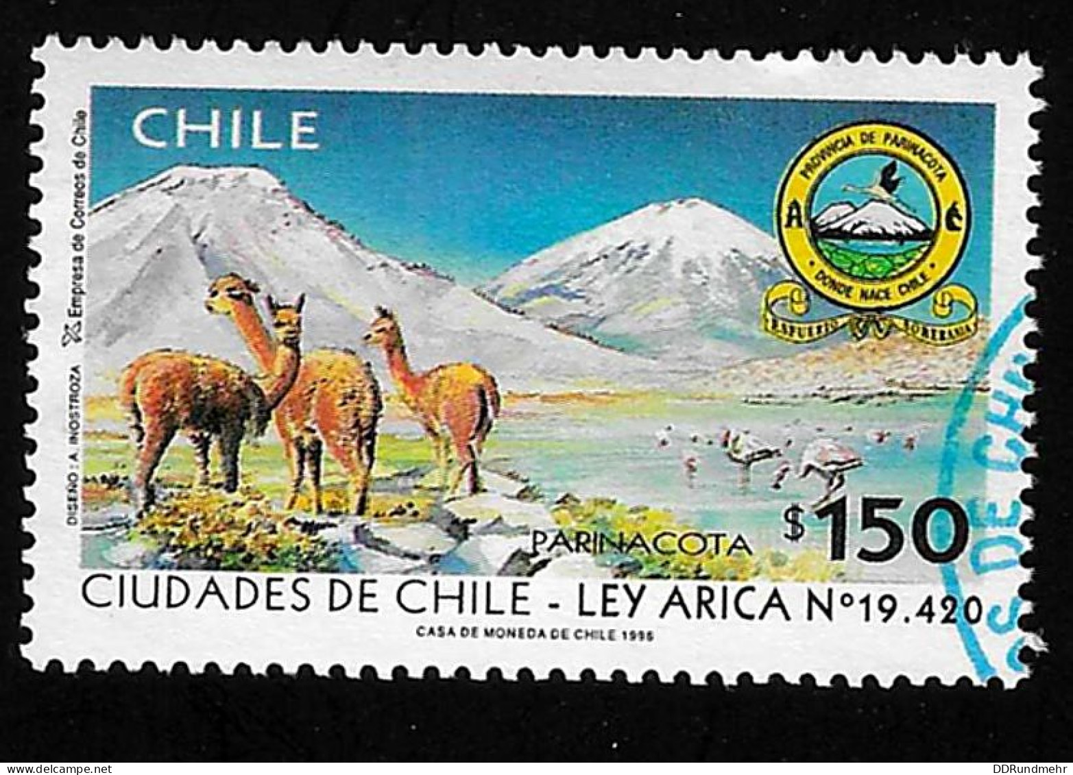 1996 Guanaco Michel CL 1803 Stamp Number CL 1191 Yvert Et Tellier CL 1405 Stanley Gibbons CL 1760 Used - Chili