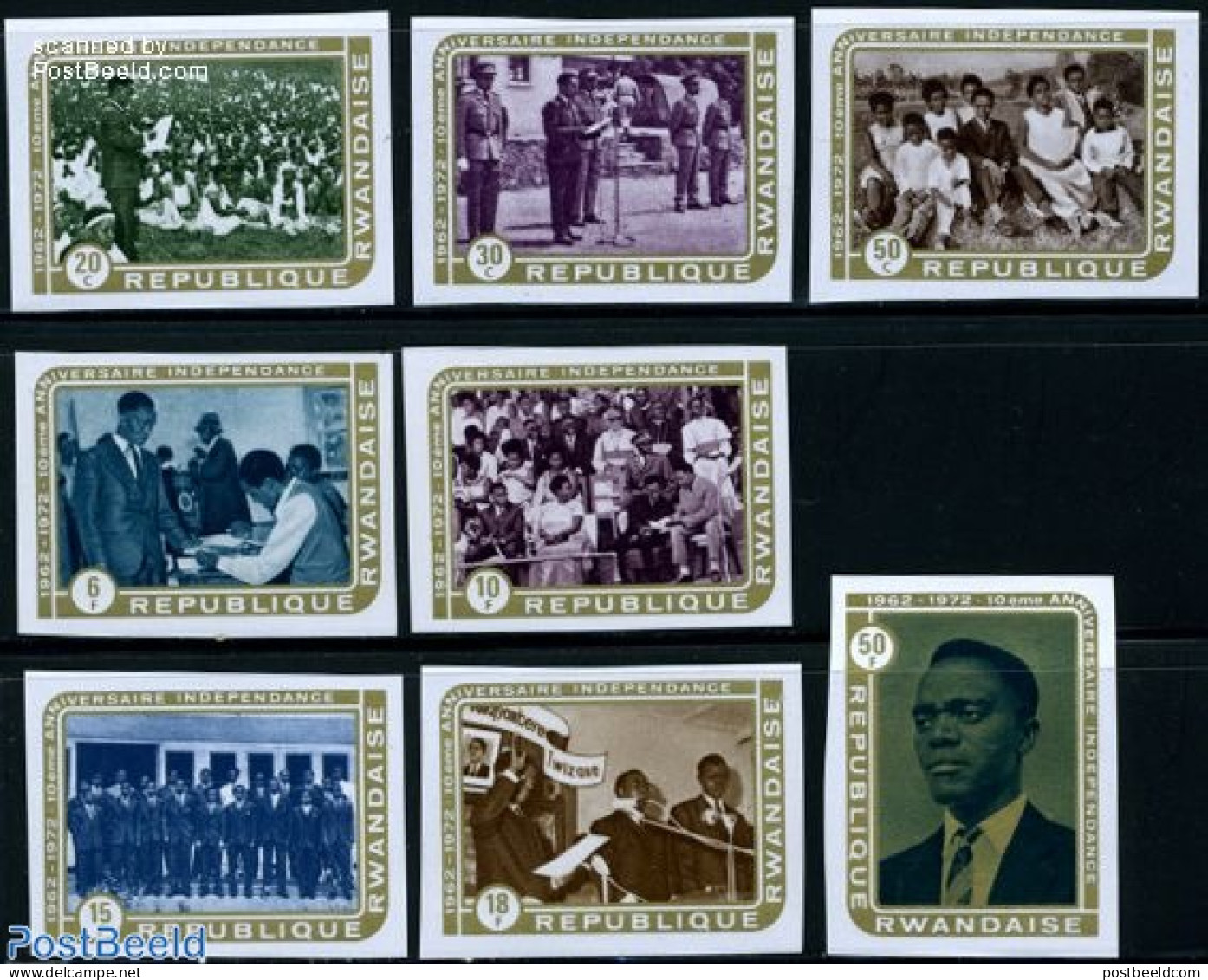 Rwanda 1972 Independence 8v Imperforated, Mint NH, History - Politicians - Autres & Non Classés