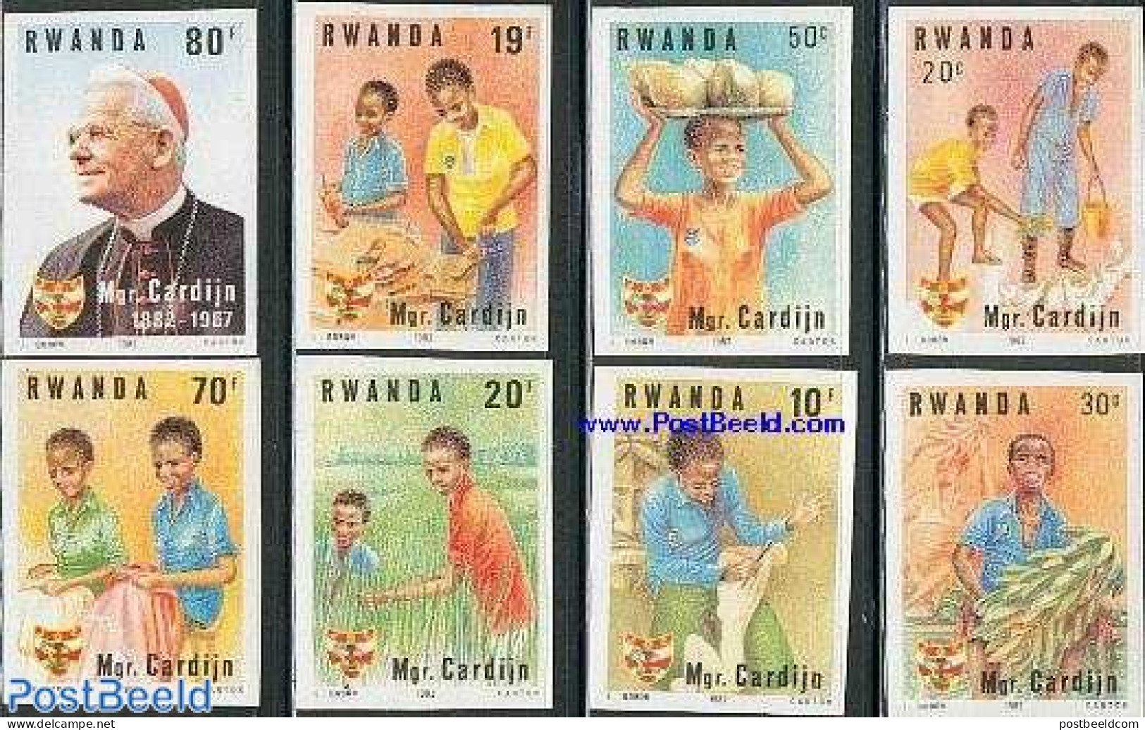 Rwanda 1983 Mgr Cardijn 8v Imperforated, Mint NH, Religion - Religion - Sonstige & Ohne Zuordnung