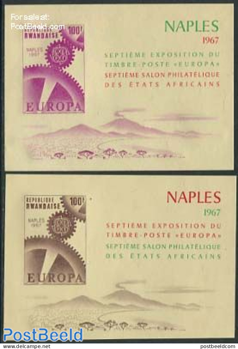 Rwanda 1967 Europa Stamp Expo 2 S/s Imperforated, Mint NH, History - Europa Hang-on Issues - Europäischer Gedanke