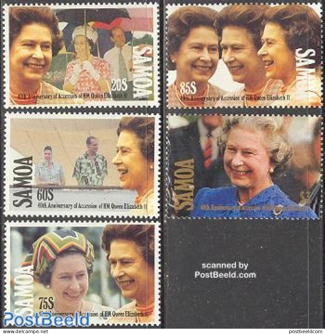 Samoa 1992 Accession 40th Anniversary 5v, Mint NH, History - Kings & Queens (Royalty) - Royalties, Royals