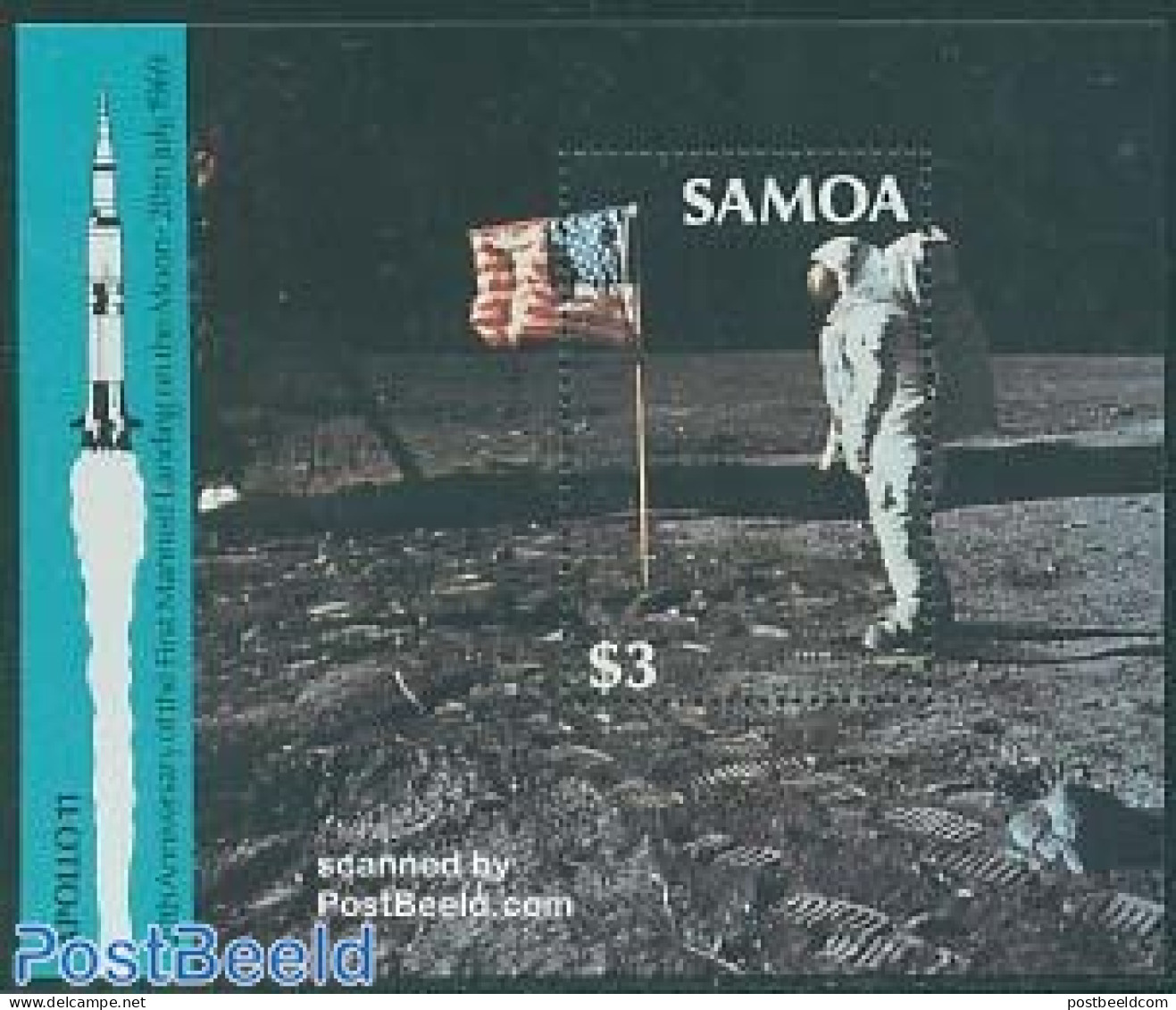 Samoa 1989 Moonlanding Anniversary S/s, Mint NH, Transport - Space Exploration - Samoa (Staat)