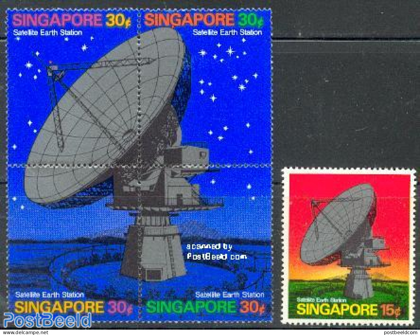 Singapore 1971 Satellite Station 5v (1v+[+]), Mint NH, Science - Astronomy - Telecommunication - Astrology