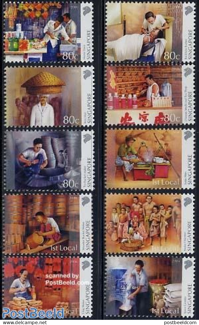 Singapore 2006 Old Occupations 10v, Mint NH, Health - Nature - Food & Drink - Snakes - Ernährung