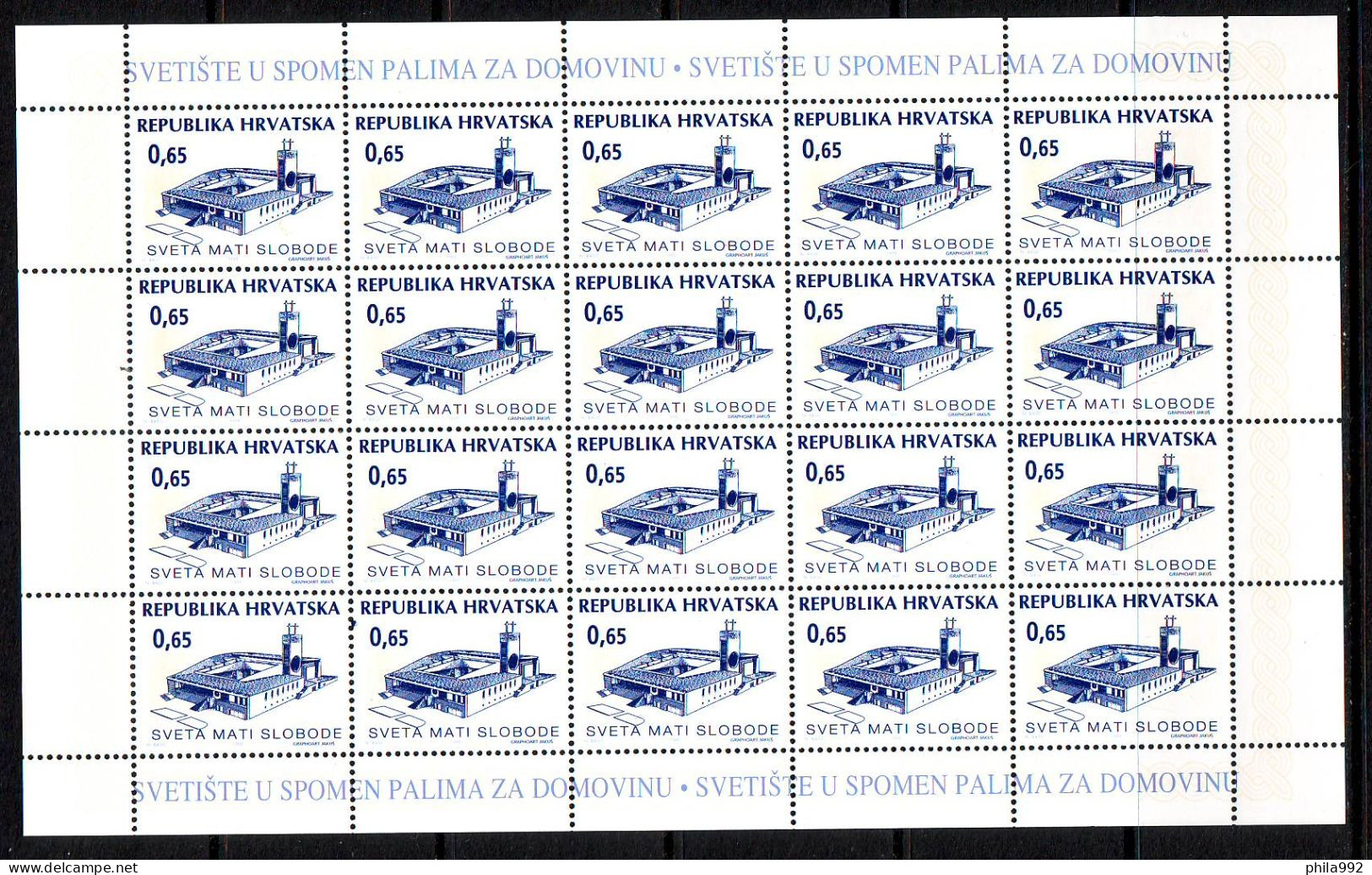 Croatia 1995  Charity Stamps Holy Mother Of Freedom Mi.No.66-68 +booklet With 2 Mini Sheets(10) Mi.Ni.67-88 MNH - Croatia