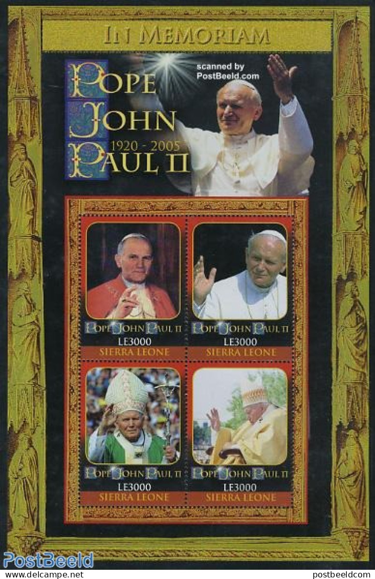 Sierra Leone 2008 Pope John Paul II 4v M/s, Mint NH, Religion - Pope - Religion - Papes