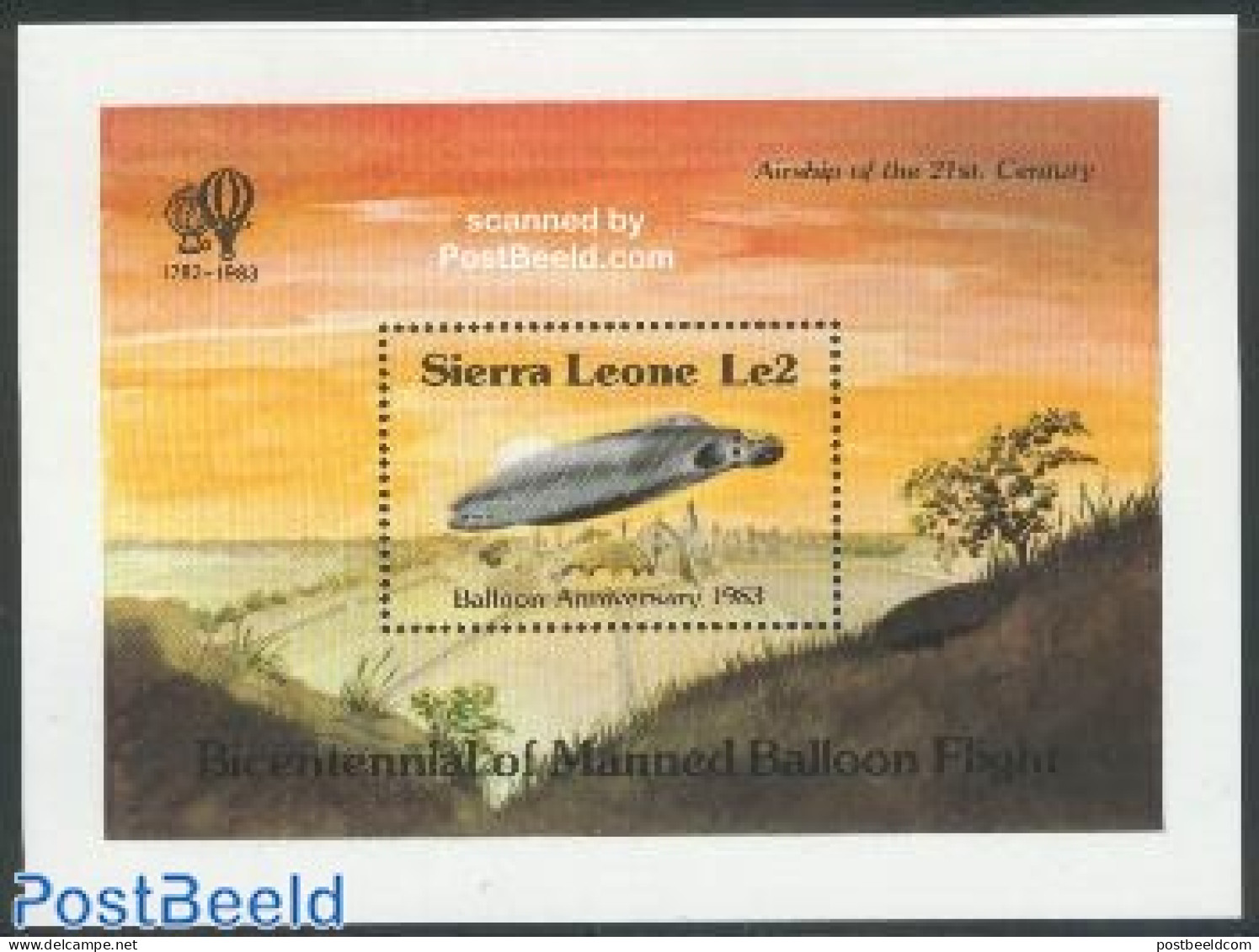 Sierra Leone 1983 Aviation Anniversary S/s, Mint NH, Transport - Balloons - Science Fiction - Airships