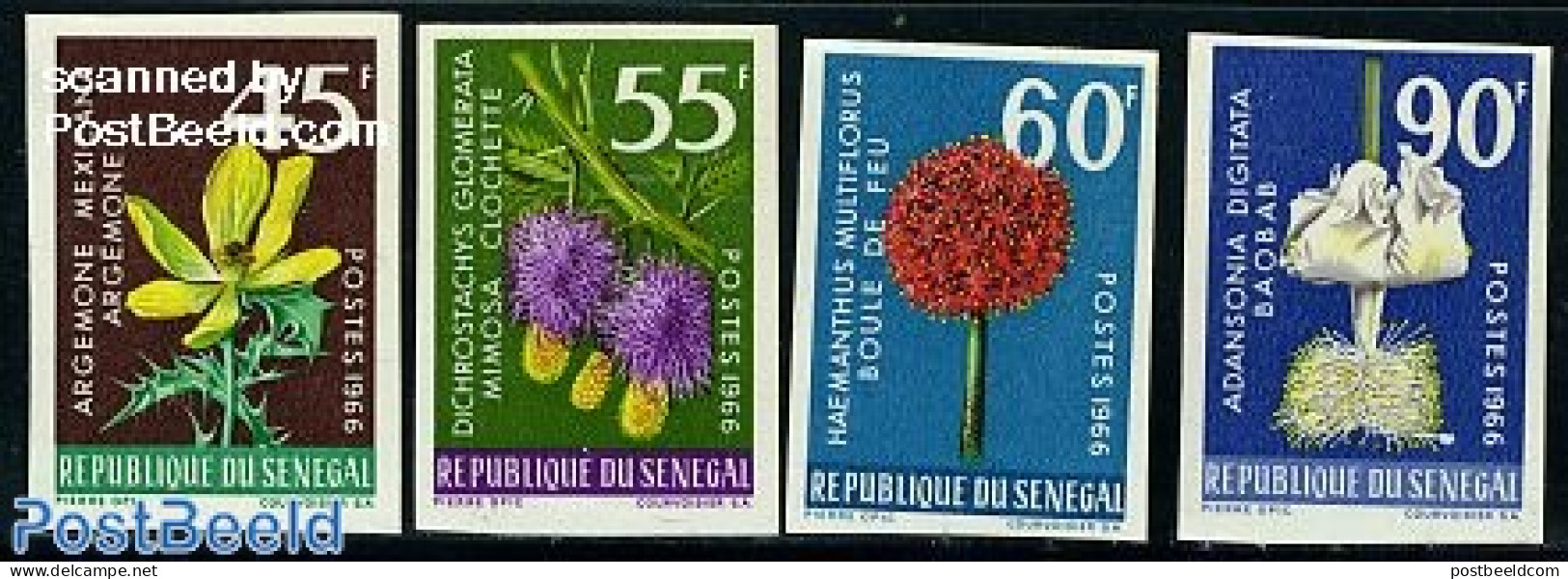 Senegal 1966 Flowers 4v Imperforated, Mint NH, Nature - Flowers & Plants - Senegal (1960-...)