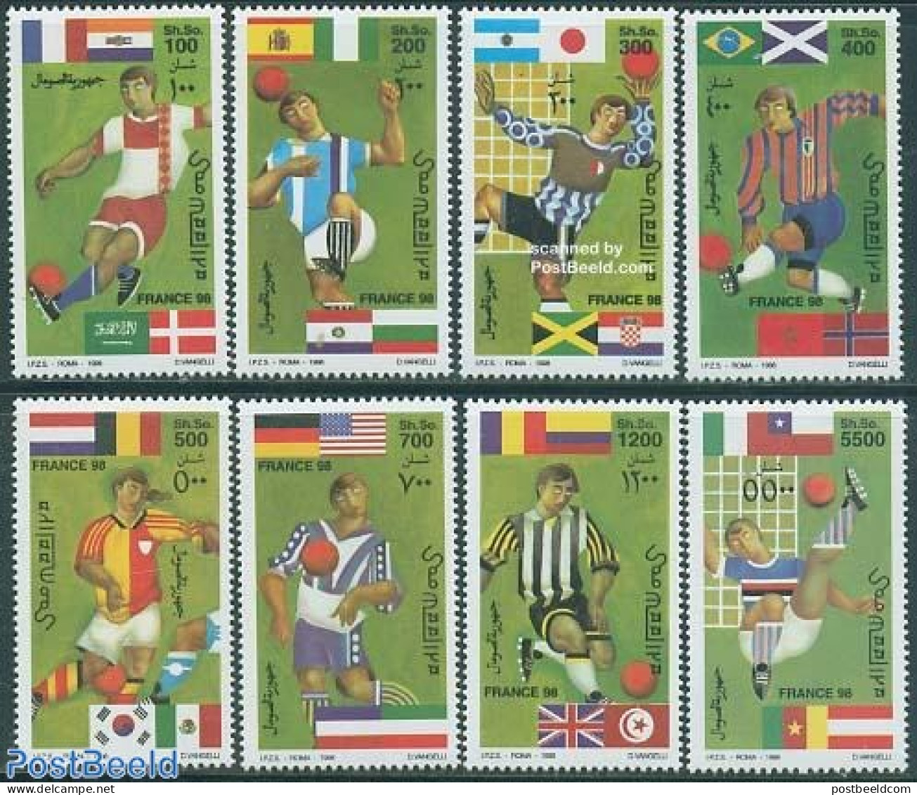 Somalia 1998 World Cup Football 8v, Mint NH, Sport - Football - Somalie (1960-...)