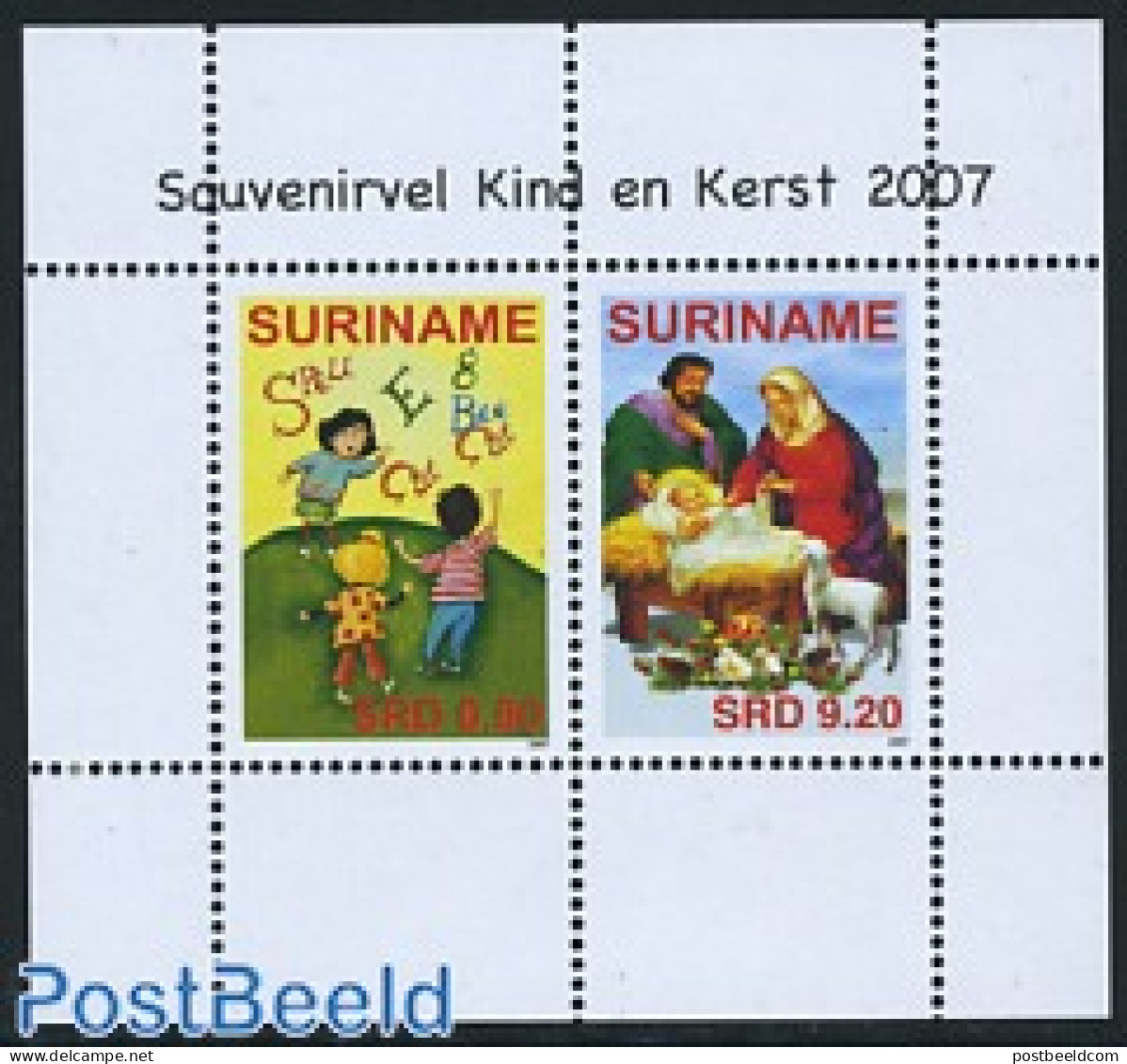 Suriname, Republic 2007 Christmas S/s, Mint NH, Nature - Religion - Cattle - Christmas - Kerstmis
