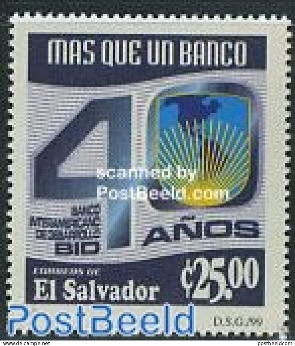 El Salvador 1999 Interamerican Development Bank 1v, Mint NH, Various - Banking And Insurance - Maps - Géographie