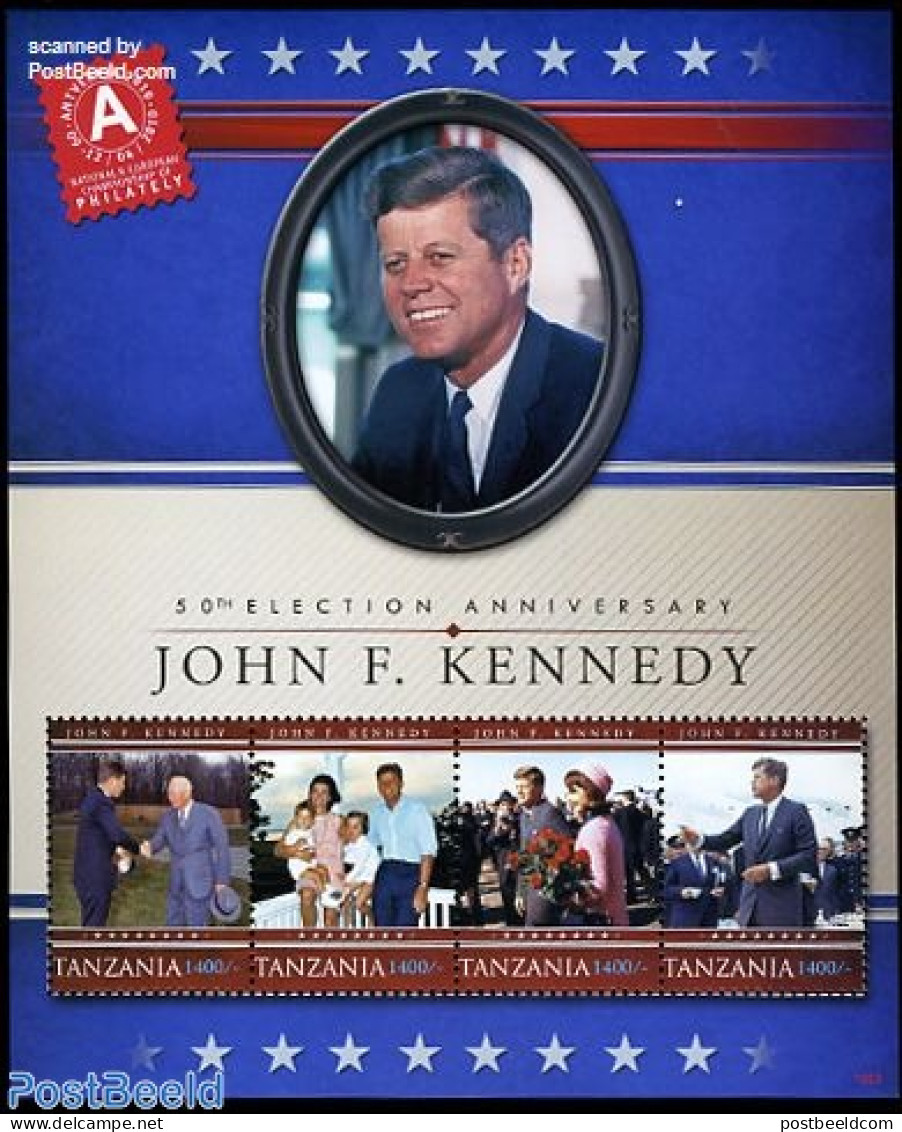 Tanzania 2010 J.F. Kennedy 4v M/s, Mint NH, History - American Presidents - Politicians - Tanzanie (1964-...)