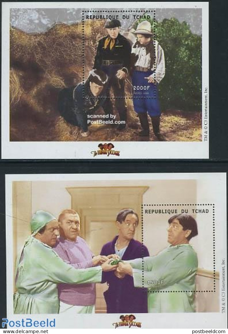 Chad 2000 The Three Stooges 2 S/s, Mint NH, Performance Art - Film - Movie Stars - Otros & Sin Clasificación