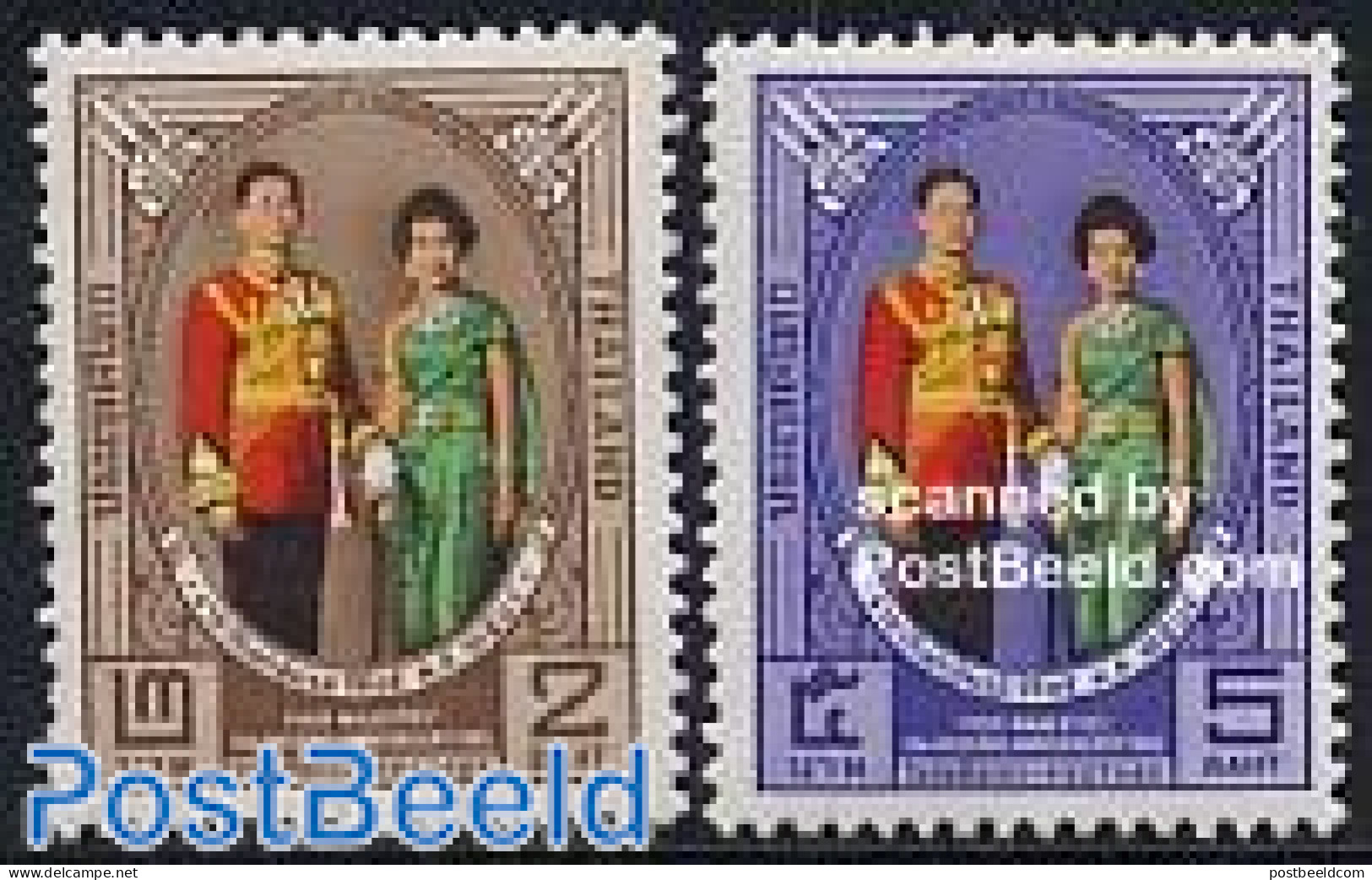 Thailand 1965 Royal Wedding Anniversary 2v, Mint NH, History - Kings & Queens (Royalty) - Royalties, Royals