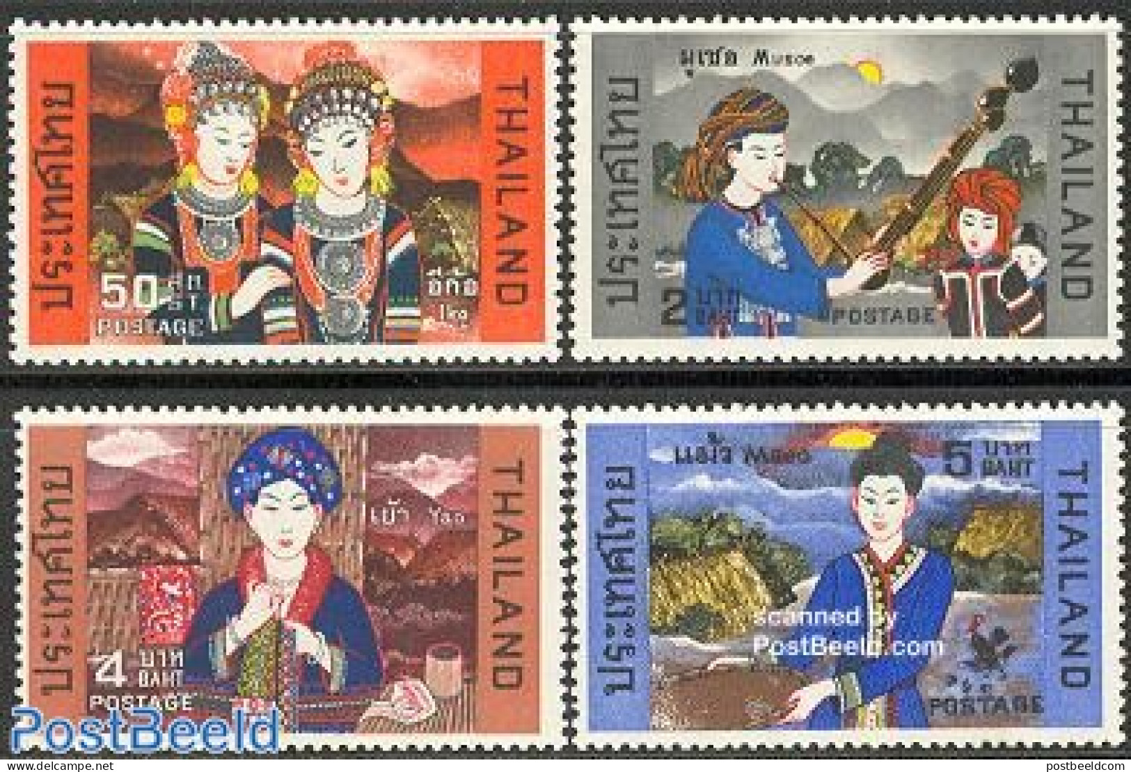 Thailand 1972 Mountain People 4v, Mint NH, Various - Costumes - Costumes