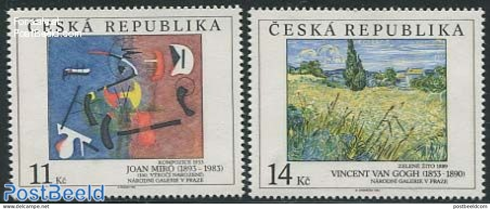 Czech Republic 1993 Paintings 2v, Mint NH, Art - Modern Art (1850-present) - Vincent Van Gogh - Other & Unclassified
